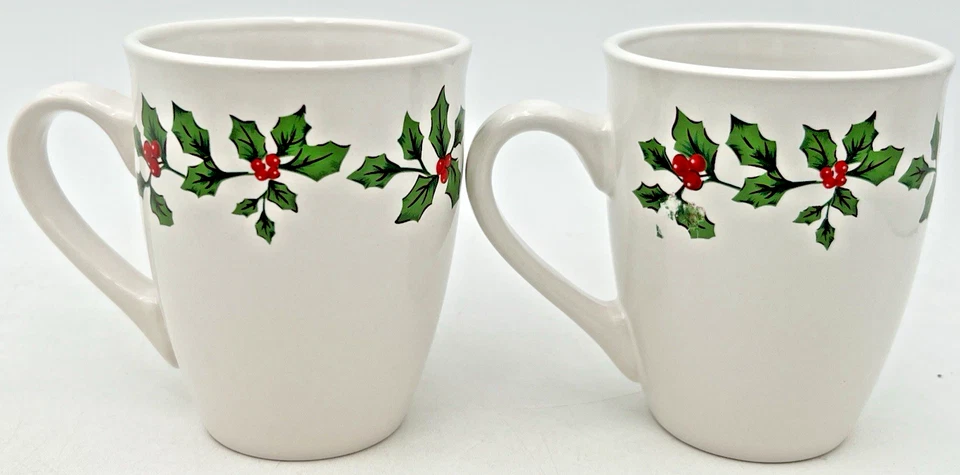 (8) HOJAS Y BAYAS DE ACEBO REAL NORFOLK 4-1/8" TAZAS/TAZAS NAVIDAD Foto 4 de 4