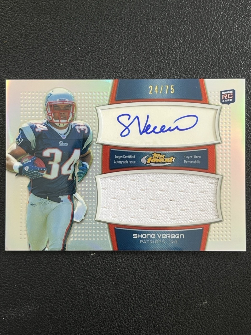 Shane Vereen Finest Autograph Jumbo Relic #AJRSV Refractor