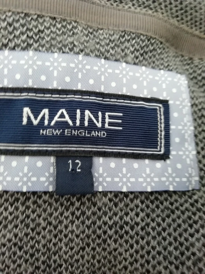 Maine New England Size 12 Cardigan Grey Open Stretchy Pockets Ladies Layering - Image 3 of 4
