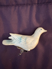 Wood painted bird ornament for Christmas tree, clip-on.