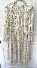 NWT Madewell Georgette Cream Polka Dot Smocked Midi Dress Size Xs X-small New