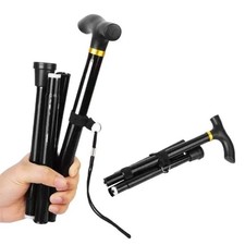 Walking Stick Travel Folding Cane Pole Compact Adjustable Lightweight Aluminium