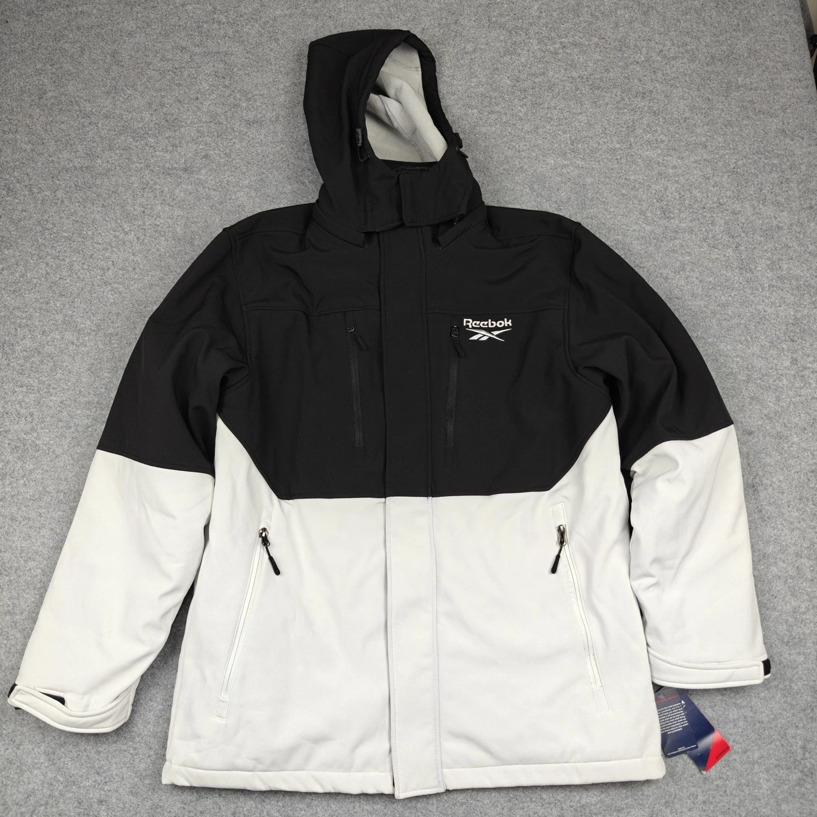 Reebok Jacket Mens Medium Black Gray 3-in-1 Hooded Soft Shell Insulated Parka