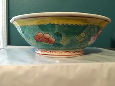 Vintage Chinese Green Ground Famille Rose Porcelain Peasant Bowl 8