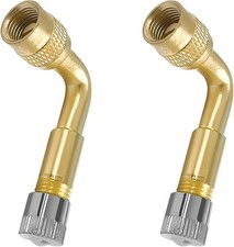 2PCS 90 Degree Valve Stem Extenders, Schrader Tire Valve Stem Extension Brass Ad