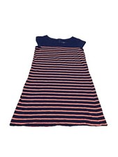 Merona Large navy blue orange Stripe Dress Back Zip