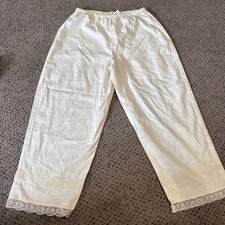Antique White Cotton Bloomers Pantaloons Elastic Waist Women's Size M/L