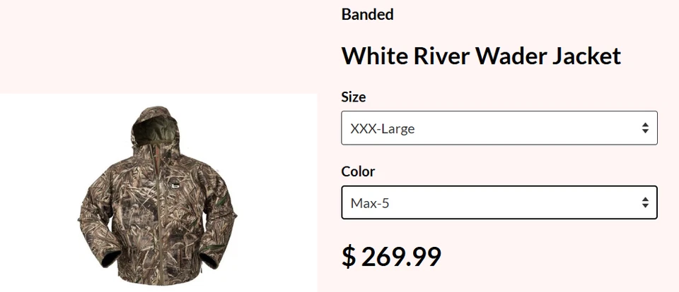 Abrigo chaqueta vadeador caza río blanco con bandas Max 5 MAX5 3 en 1 nuevo Avery Foto 2 de 2