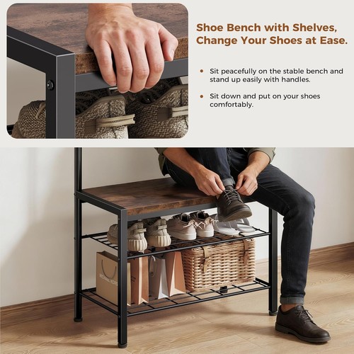 Flurbaum mit Schuhbank und Garderobe Eingangsbank mit Schuhablage & Haken - Bild 17 von 28