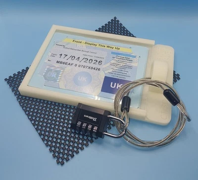 Blue badge security holder lock protector anti theft device. Disabled badge