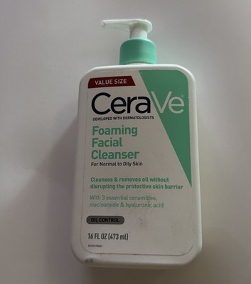 CeraVe Foaming Facial Cleanser 16 Oz Daily Face Wash for Oily Skin