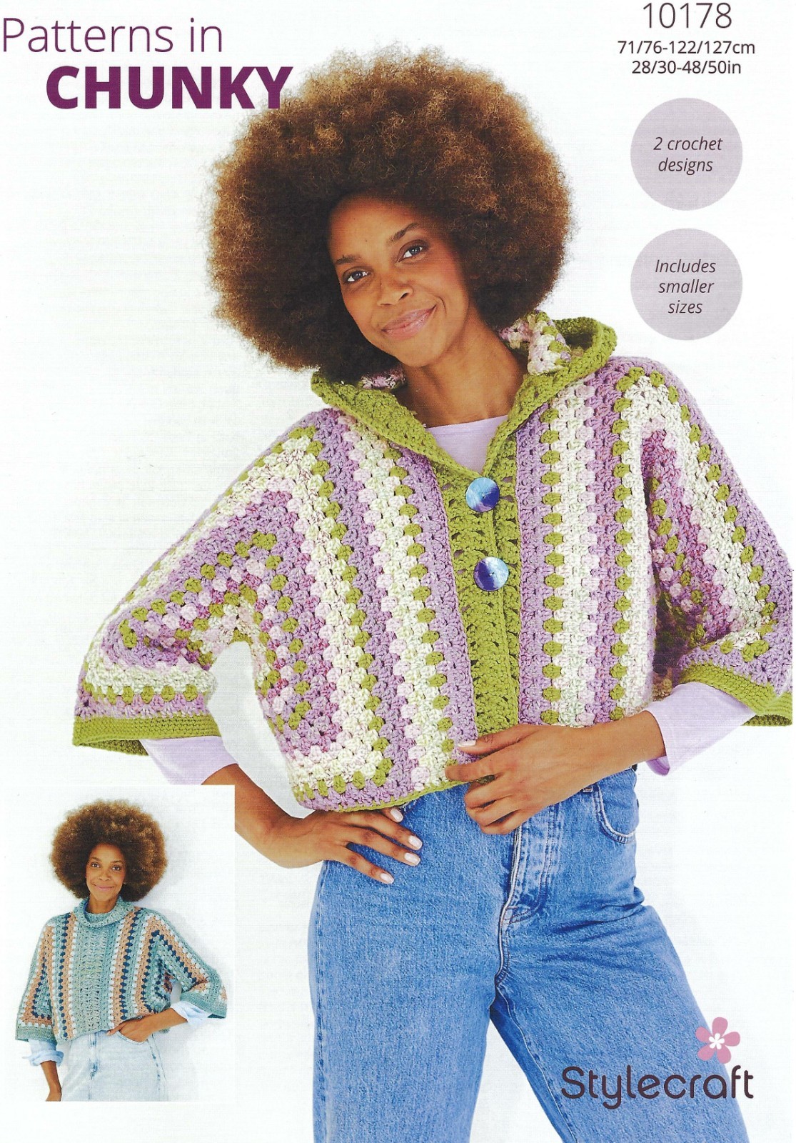 Stylecraft Chunky Crochet Pattern - 10178 Ladies Sweater & Hooded Cardigan