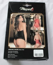 Mapale Women's High Halter Neck Mesh Teddy One Piece Lingerie NN7 Black M/L NWT