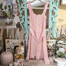 Faithfull The Brand Mid Summer Mini Dress Pink Luda Floral Women’s Size 8 Belted