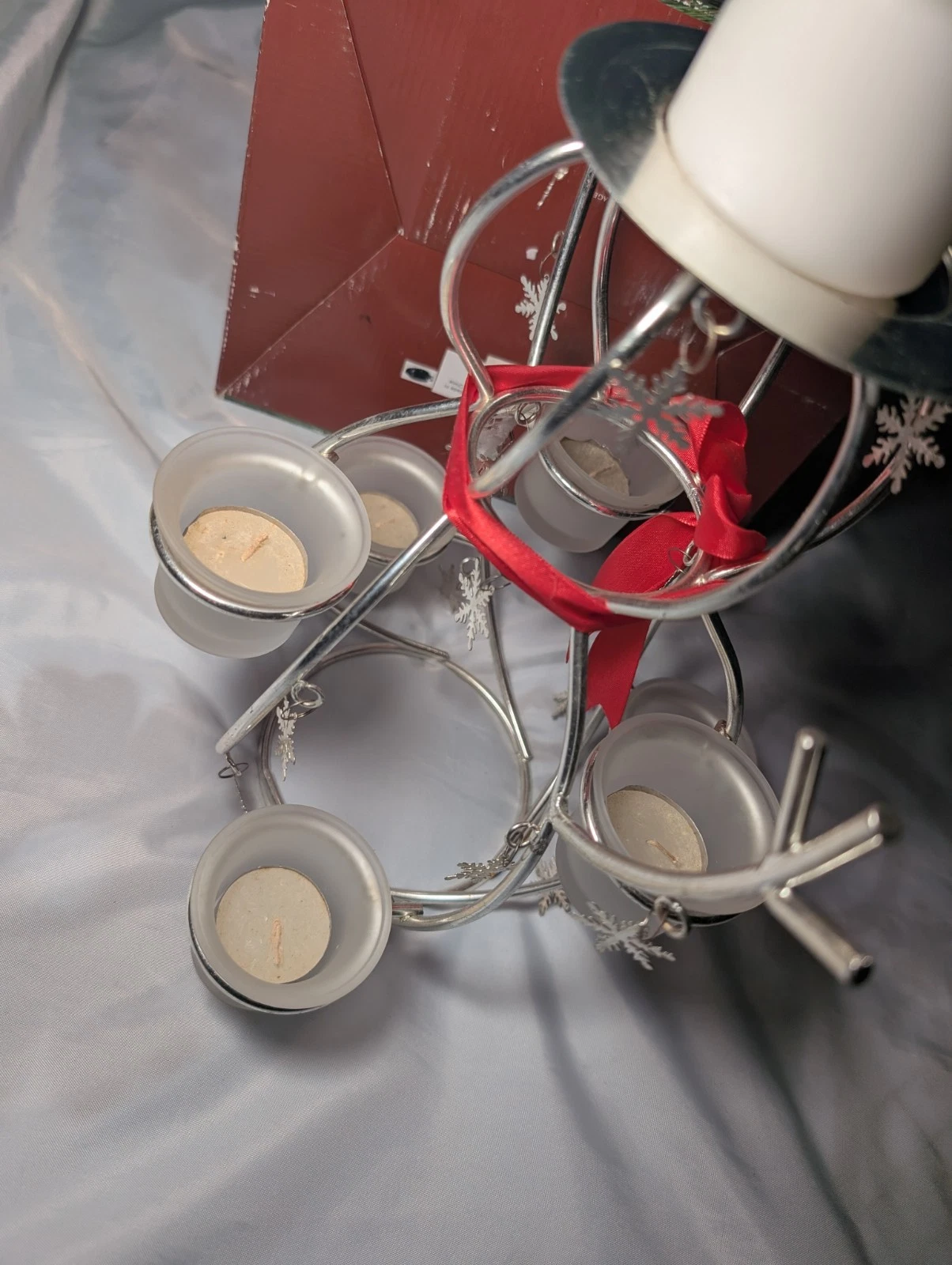 INTERNATIONAL SILVER COMPANY Holiday SNOWMAN Candle Holder Votive Display 12x9" image 9