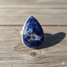 Sodalite Gemstone Handmade Jewelry Ring Size 7