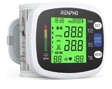RENPHO Blood Pressure Monitor Wrist Rechargeable Heart Rate Machine Large Displa