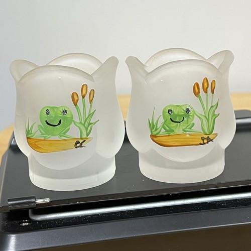 Handbemalter Frosch Votivkerzen Glashalter signiert Set grün kitschig ansehen - Bild 14 von 15