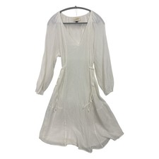 Universal Thread NWT White Cotton Gauze V-Neck Midi Dress Size L Boho
