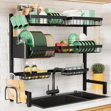Kitsure Over The Sink Dish Drying Rack - 31.5" to 39.4" x X-Large, Black