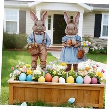 Easter Yard Decorations - 2 Pack 25  Metal Bunny Stakes, 25IN 2pcs bunnies
