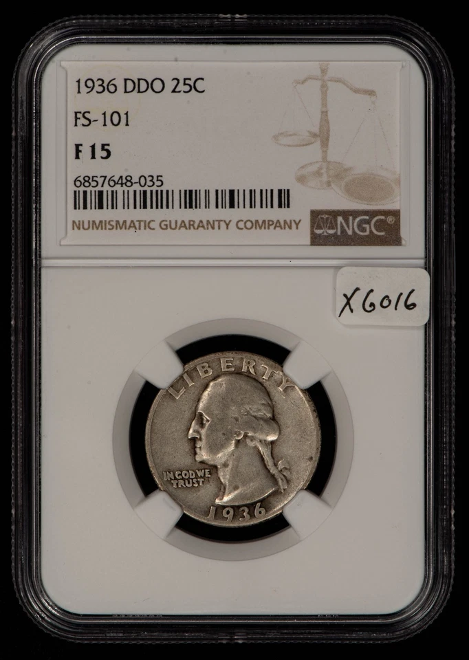 1936 DDO 25c Washington Quarter - Double Die Obv FS-101 - NGC Fine 15 - X6016 - Image 2 of 4