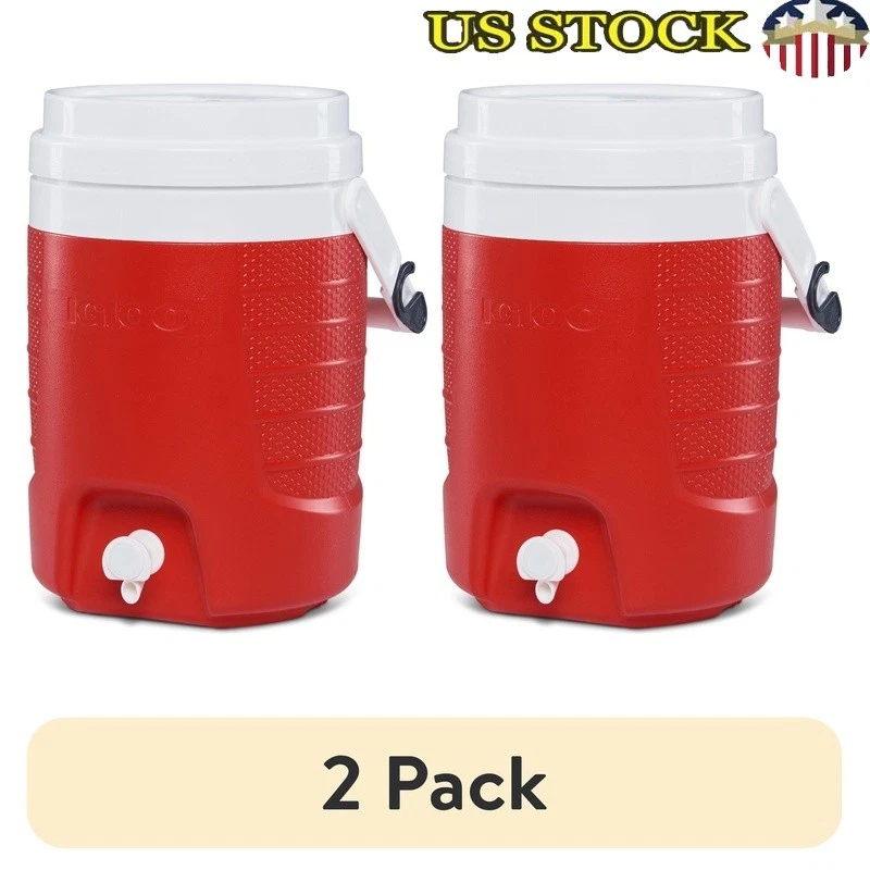 2 Gallon Plastic Sport Cooler Beverage Jug Insulated Drink Dispenser W/ Hooks US
