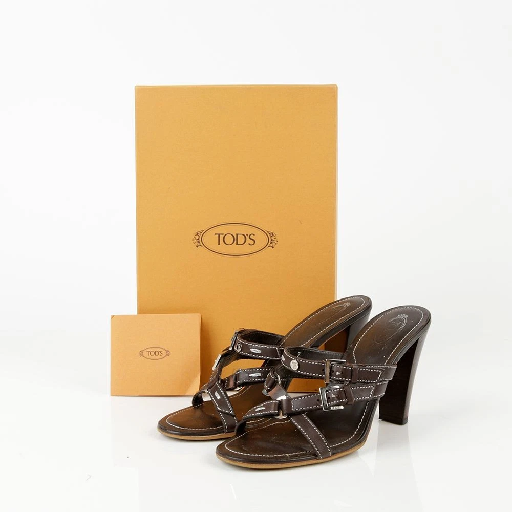 TOD’S Tods Sandali con tacco e cinturino in pelle marrone 37 41478775