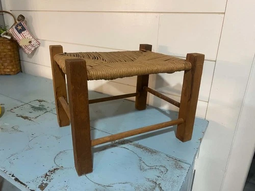 Vintage Mid Century Modern Rush Wood Woven Rope 9"