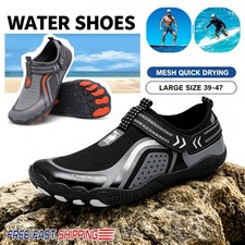 Men's Swimming Shoes Beach Water Shoes Surfing Diving Aqua Socks US Black Gray