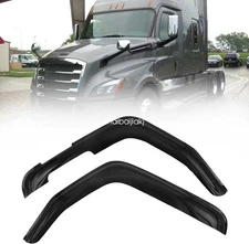 Black Window Visor Pair For 2018-2023 Freightliner Cascadia Air Rain Guard Set