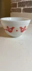 VTG Pyrex Ovenware 401 Friendship Birds 1-1/2 Pt Glass Mixing Bowl Red & Orange