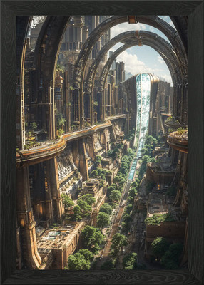 Futuristisches antikes Stadtbild gerahmtes Wandbild Poster Leinwanddruck Bild