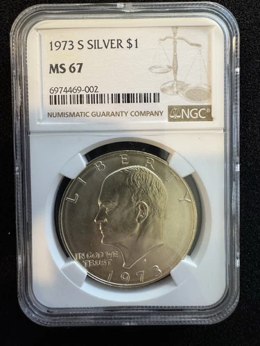 1973 S Silver Eisenhower Dollar Ike $1 NGC MS 67