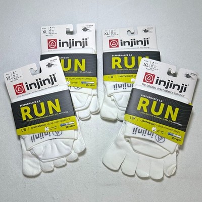 4 Pairs Men's Lightweight Running No Show Toe Socks White Size XL INJINJI
