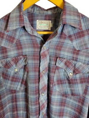Vintage H Bar C Ranchwear Men s Pearl Snap Shirt 15-33 Plaid Western USA made