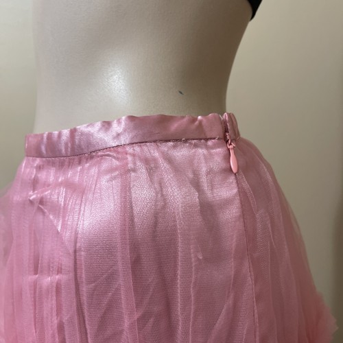 Women’s Pink Polyester Casual Cocktail Layered Lace Beaded Pleated Size L Skirt - Picture 7 of 12