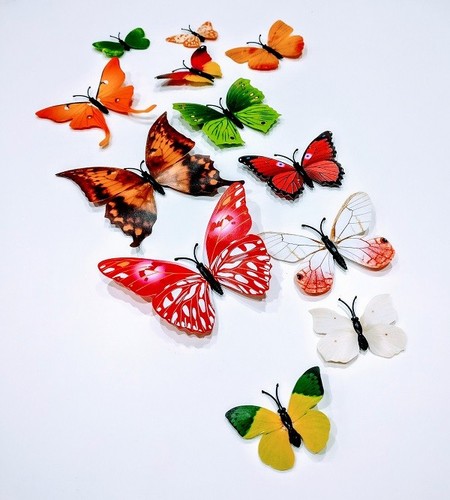 12 Stck. 3D Schmetterling Pin Haus Vorhang Zum Selbermachen Wandkunst Vinyl Abziehbilder Raumdekoration - Bild 8 von 13