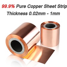 Copper Sheet Strip 0.02/0.03/0.04/0.05mm to 1mm Thickness Flexible Pure Copper