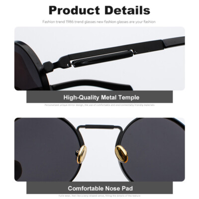 John Lennon Style Round Hippie Sunglasses - Retro Metal Frame, UV400, Vintage Round Lenses
