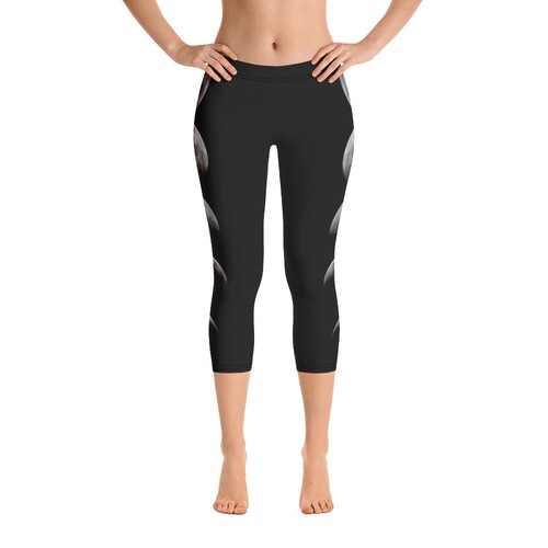 Grey Moon Phase, Moon, Space, Capri Leggings - Picture 20 of 38