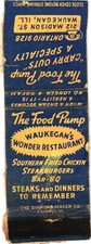 The Food Pump Waukegan IL Vintage Matchbook Cover Pre-1940s