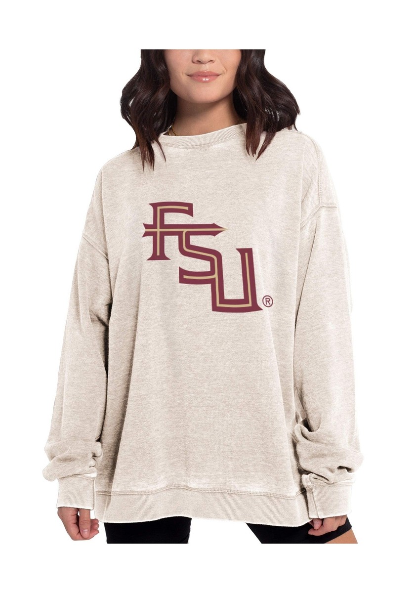 NCAA Women's Campus Pullover - Oversized Burnout Fleece Sweatshirt, Oatmeal Color - View #7