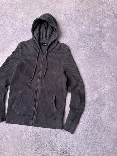 VTG Diesel Ribbed Knit Dark Grey Zip Hoodie - Picture 3 of 9