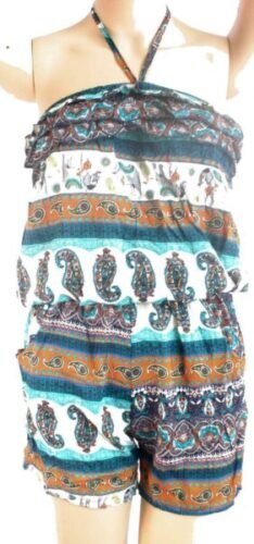 Jumpsuit Romper Playsuit Hippy beach dress shorts all-in-0ne 8 10 12 S M L - Picture 6 of 12