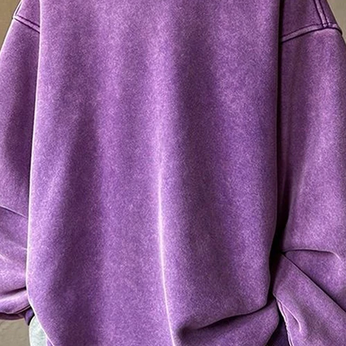 Men Crew Neck Oversized Sweatshirt Vintage Loose Solid Color Sweatshirt Tops - Picture 8 of 18