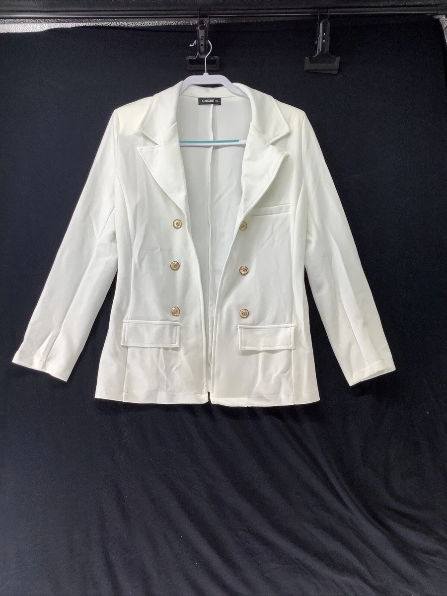 Chic Me White Jacket and Pant Suit Women s Size Medium eBay