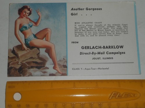Pin Up Girl Ink Blotter MISS ATLANTIC COAST PEARL FRUSH GERLACH BARKLOW c.1950