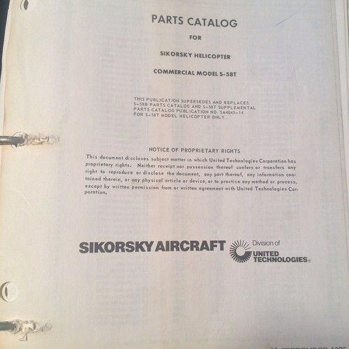 Sikorsky Commercial Model S-58T Helicopter Parts Manual - Picture 2 of 11