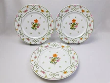3 Guirlandes Ceralene Limoges France 10.75" Dinner Plates Orange Pink A. Raynaud